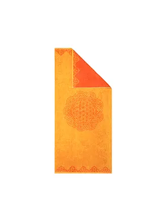 THE SPIRIT OF OM | Badetuch Happy Flower of Life smaragdgruen | orange